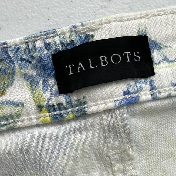Talbots Jeans Womens Slim Ankle 10 Blue Green Watercolor Vases Pants Stretch++ - Picture 10 of 15
